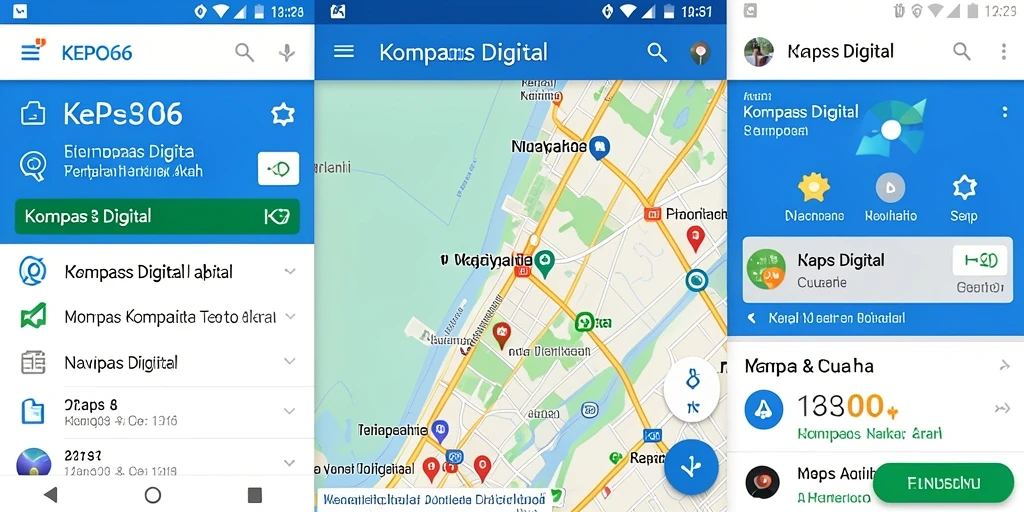 Screenshot antarmuka KEPO66 menampilkan kompas digital yang jelas dan informatif.