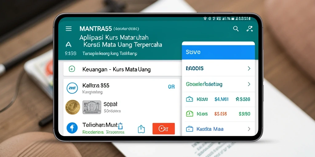 Tampilan antarmuka aplikasi MANTRA55 untuk memantau Kurs Mata Uang.