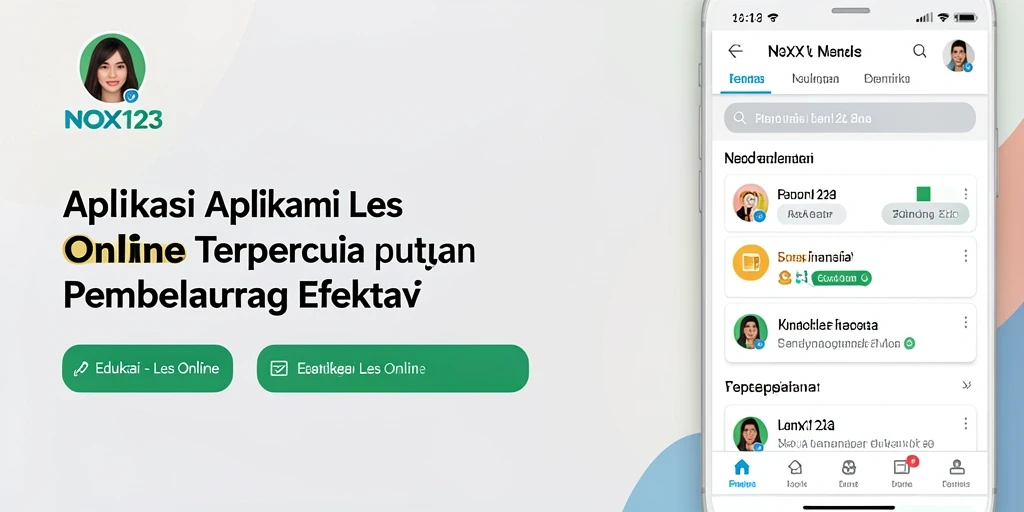 Antarmuka NOX123 menampilkan fitur-fitur les online yang interaktif dan mudah digunakan.