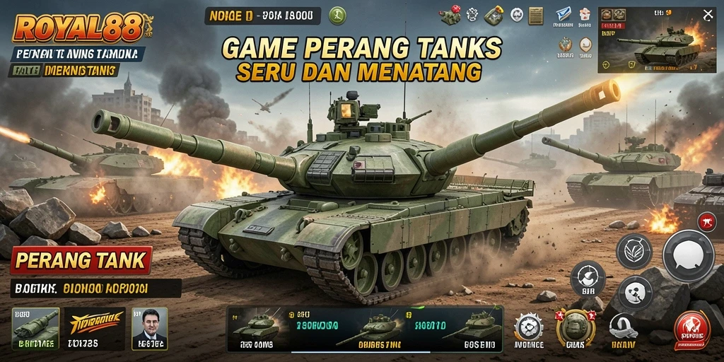 Antarmuka pengguna <strong>ROYAL88</strong> yang intuitif dan menarik saat bermain Perang Tank.