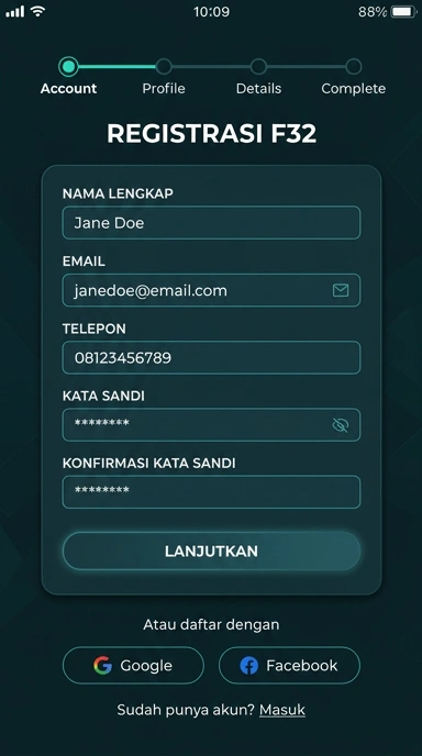 Cara Mendaftar Akun Baru f32 untuk Pengguna Android